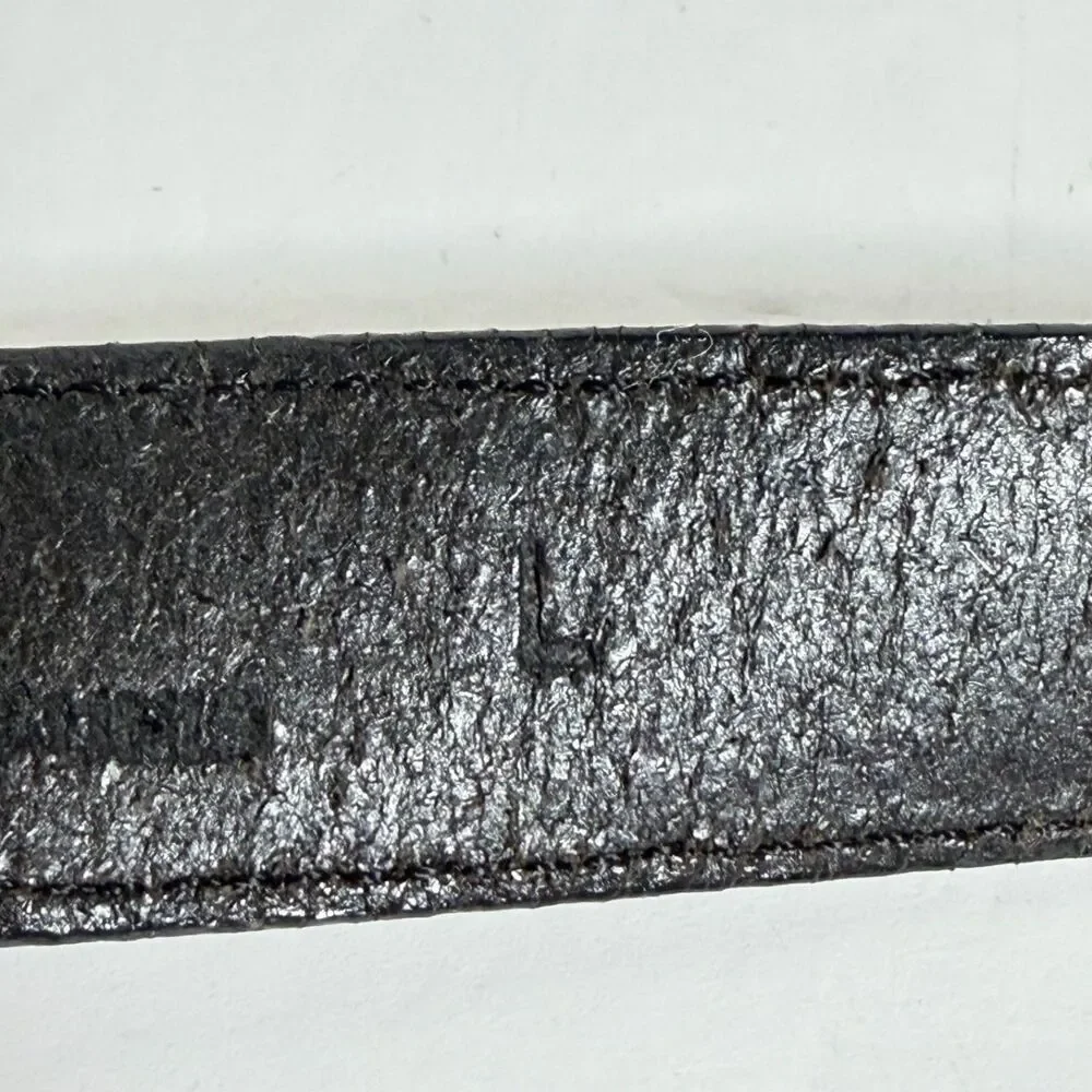 Vintage Talbots Black Leather Belt Silver Tone Knot Buckle Large 1996 Western